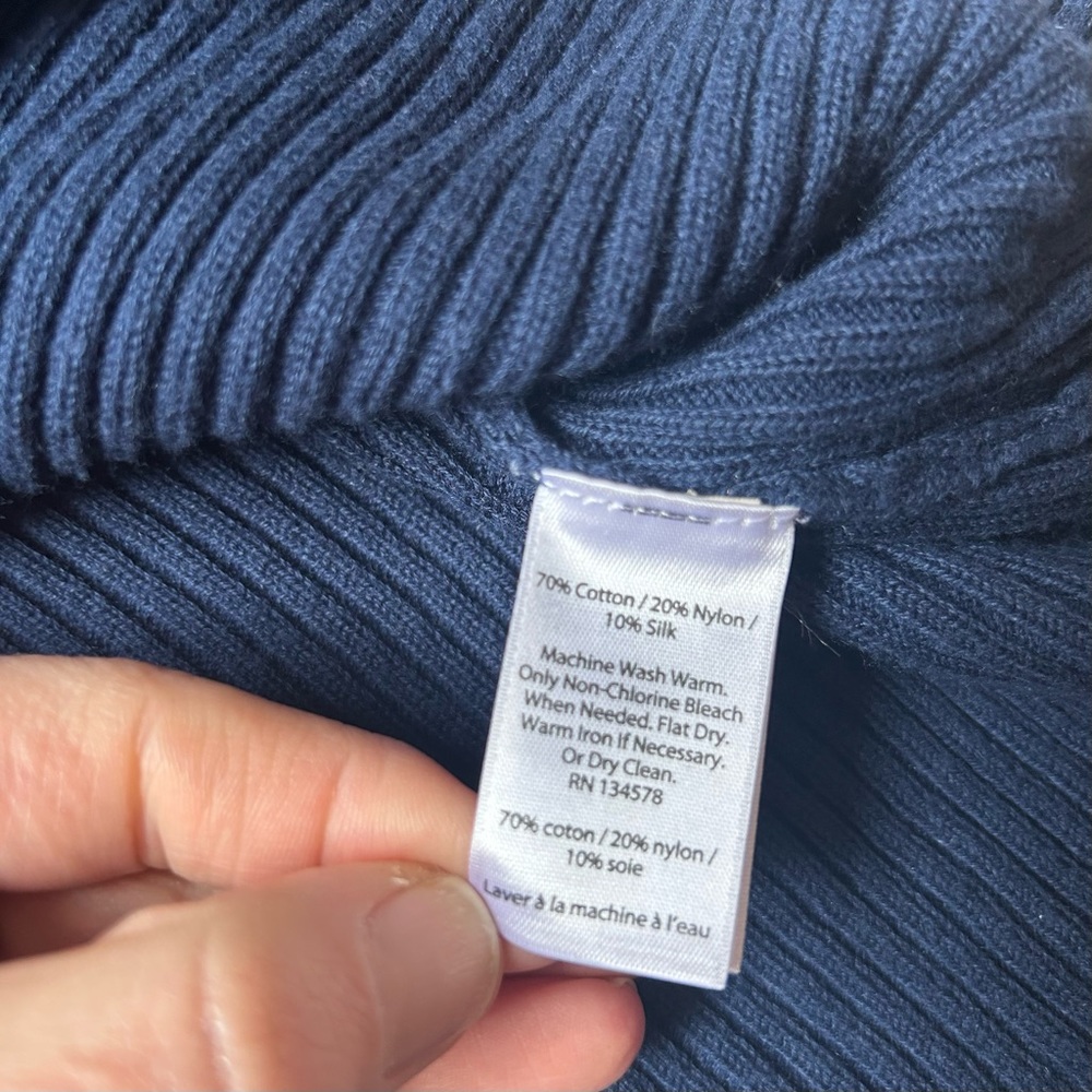 Vineyard Vines Ribbed Ruffle Navy Sweater Size XSmall - Picture 6 of 8